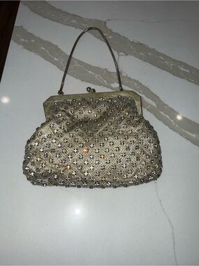 MADE IN WESTERN GERMANY VINTAGE Gold Beaded LUXURY Evening Clutch Handbag